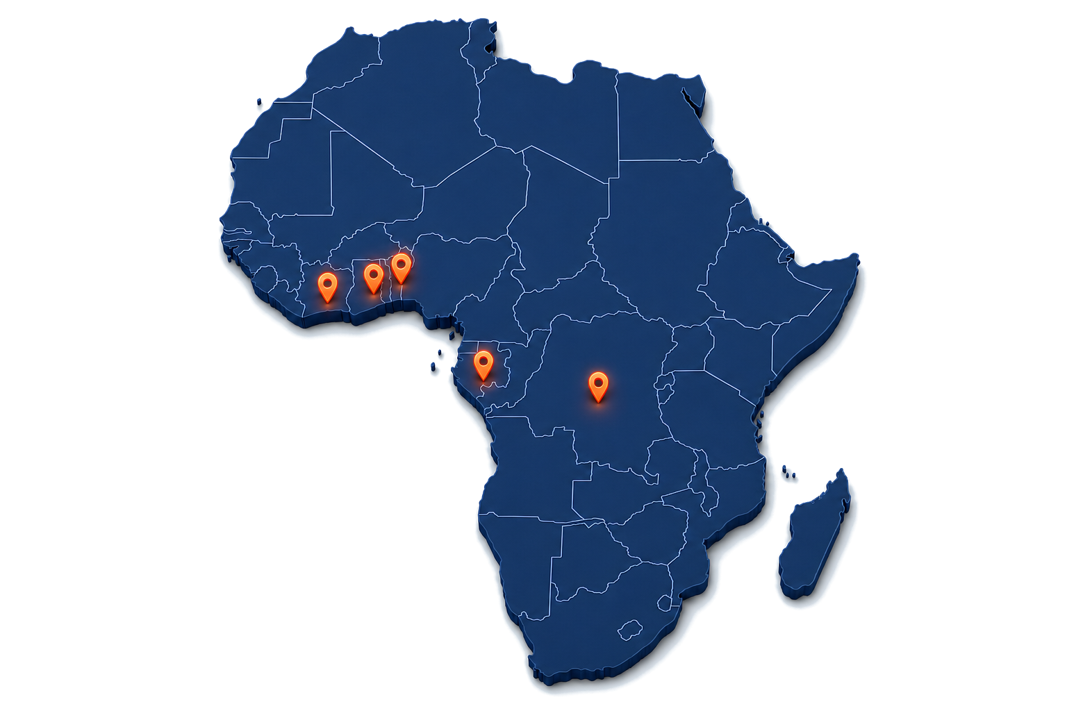 Carte de l’Afrique indiquant les pays du catalogue LAHA Éditions